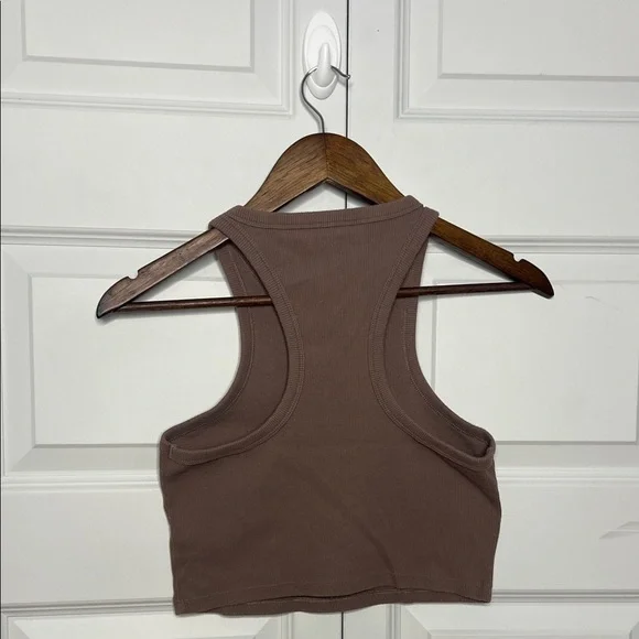 Abercrombie & Fitch Brown Crop Tank Ribbed High Neck Y2K Medium - Picture 4 of 6